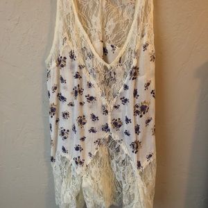 Free People flower and lace top